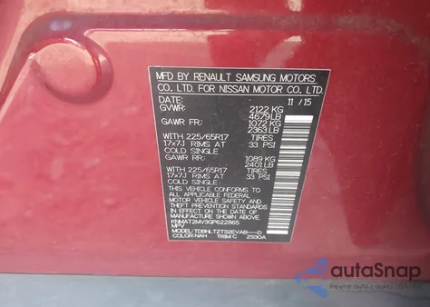 2016 Nissan Rogue Sv from USA, damaged, VIN KNMAT2MV3GP622865